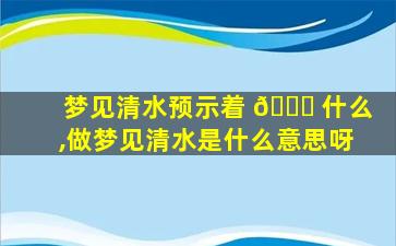 梦见清水预示着 💐 什么,做梦见清水是什么意思呀